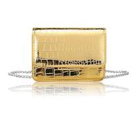 IHLOOTD Mini Bolso Bandolera Mujer de Piel Sintética, Bolso Cruzado Pequeño Cuadrado Cuero PU, Bolsos de Noche Compacto Mujer para Salidas Nocturnas, Clubes, Fiestas y Uso Diario (Oro)