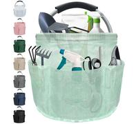 IHOMAGIC 17L Bolsa Compra Grandes, Bolso Playa con Asa y 6 Bolsillos, Bolsa Herramientas Portátil de Resina de PVC, Cestas Organizadoras Multifuncional para Camping, Limpieza, Verde