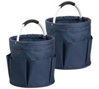 IHOMAGIC 2 Pack Organizador Productos Limpieza Plegable, 17L Bolsa de Herramientas con Múltiples Bolsillos y Asa, Cesta Almacenaje Portátil de Tela Oxford 600D para Compras, Limpieza, Azul Marino