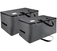 IHOMAGIC 2 Piezas Gran Capacidad Bolsas Almacenaje Ropa Plegable, 105L Cajas Almacenaje Ropa de Tela Oxford, Organizador Bolsos Armario Debajo de la Cama,Bolsas Guardar Ropa con Cremallera,Gris Oscuro
