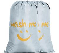 IHOMAGIC 2Pack Bolsa de lavanderia Plegable Cesto para Ropa Saco la Colada para Baño con Organizador Lavandería Sonrisa Dorada para Viajes Cocina Dormitorio Hotel Gran Capacidad 120L, Plata