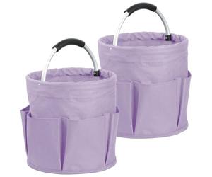 IHOMAGIC 2Piezas Bolsa Herramientas con Múltiples Bolsillos, 17L Organizador Productos Limpieza Plegable con Asa, Cestas Organizadoras Multifuncional de Tela Oxford 600D para Viajes, Duchas, Purple