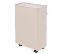 IHOMAGIC 40L Estrecho Cesto Ropa Sucia con Ruedas, Cestos para la Colada Rectangular, Bolsa de Lavandería Plegable, Pequeño Cesto de Ropa Para Toallas de baño, Equipos de fitness, Sombrillas (Beige)
