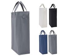 IHOMAGIC 45L Cesto Ropa Sucia Estrecho con Asa, Cesta para la Colada Plegable Delgada Portátil Cubo de Ropa Rectangular Cesto de Almacenamiento para Baño 39x19x60CM (Gris Oscuro)