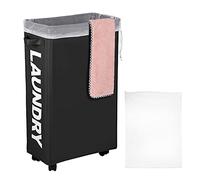 IHOMAGIC 62L Cesto de Ropa Sucia con Bolsa de lavandería extraíble, Cesto de Ropa Rodante Grande, Cesto de Almacenamiento de Ropa Pequeño, Cesto de Ropa Rodante para Juguetes, Toallas (Negro)