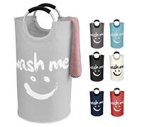 IHOMAGIC 91L Independiente Cesto Ropa Sucia con Manija de aleación, Grande Cestos para la Colada Hecho Oxford 600D Resistente Portátil - Plegable Bolsas para Juguetes, Toallas, Mantas (Gris Claro)