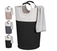 IHOMAGIC 95L Grande Cestos para la Colada, Smiley Bolsa de lavandería Plegable, Independiente Cesto Ropa Sucia con Asa para Juguetes, Mantas, Ropa, Esterillas de Yoga, Herramientas de Pesca - Negro
