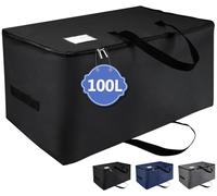 IHOMAGIC Bolsa de Almacenamiento Debajo de Cama, Organizador de Tela Oxford de Edredones Gran Capacidad Plegable Bolsa Debajo de la Cama para Ropa, con la Cremallera Robusta 100L Negro
