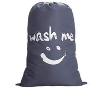 IHOMAGIC Bolsa de Colada con Cuerda nilón Cesto para Ropa Sucia, Plegable para Baño Con Organizador Lavandería Material 420D Resistente para Cocina Dormitorio Hotel de Viaje Gran Capacidad 120L, Gris