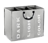 IHOMAGIC Bolsas para la Colada Cesto para Ropa Sucia Plegable Bolsa Colada para Baño con 3 Compartimiento Organizador Lavandería para Cocina Dormitorio Hotel Viaje Gran Capacidad 80L Gris