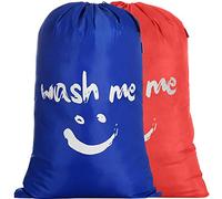 IHOMAGIC Bolsas para la Colada Plegables Set de 2 Cesto para Ropa Sucia Plegable 110L Saco de lavanderia Viajes para Baño con Organizador Lavandería para Cocina Dormitorio Hotel Naranja/Azul Oscuro