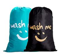IHOMAGIC Bolsas para la Colada Plegables Set de 2 Cesto para Ropa Sucia Plegable 110L Saco de lavanderia Viajes para Baño con Organizador Lavandería para Cocina Dormitorio Hotel, Azul/Negro