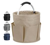 IHOMAGIC Cestas para Herramientas con 6 Bolsillos, Bolsa de Jardín Herramientas Plegable, Bolsa Organizadora para Guardar Cosas en Casa, IR de Compras, Excursiones al Aire Libre, Picnics 17L (Caqui)