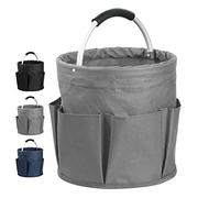 IHOMAGIC Cestas para Herramientas con 6 Bolsillos, Bolsa de Jardín Herramientas Plegable, Bolsa Organizadora Para Guardar Cosas en Casa, ir de Compras, Excursiones al Aire Libre, Picnics (Gris Oscuro)