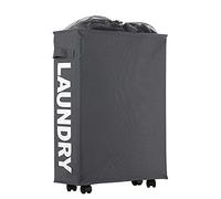 IHOMAGIC Cesto para la Colada con 4Rueda Delgada sobre Rueda Práctica asa Plegable Cesta de lavandería Impermeable colector de Ropa para el hogar para Cocina Dormitorio Hotel Viaje 35-40L Gris Oscuro