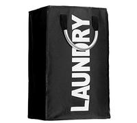 IHOMAGIC Cesto para Ropa Sucia Plegable con Asas Bolsa, Colada para Baño Organizador Lavandería Material 600D Oxford, Resistente Portátil de Viaje para Cocina, Dormitorio, Hotel, Capacidad 40L, Negro