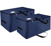 IHOMAGIC Set de 2 Bolsas Almacenaje Ropa Plegable, 105L Organizador Bolsos Armario de Tela Oxford, Cajas Almacenaje Ropa Debajo con Cremallera para Dormitorios, Desvanes, Azul Oscuro