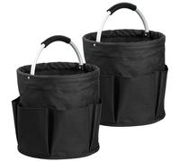IHOMAGIC Set de 2 Organizador Limpieza con Múltiples Bolsillos y Asa, 17L Bolsa de Herramientas Portátil de Tela Oxford 600D, Cestas Organizadoras Multifuncional para Picnics, Duchas, Negro
