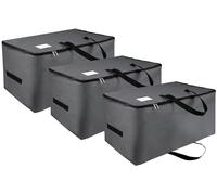 IHOMAGIC Set de 3 Grande Organizador Bolsos Armario de Tela Oxford, 105L Bolsa de Almacenamiento Bajo la Cama con Cremallera, Cajas Almacenaje Ropa Plegable para Ático, Dormitorio, Gris Oscur