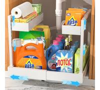 iHomara Extensible Extensible métal armoire à Laver organisateur, Sous Lavabo étagère organisateur, tiroir Extensible pour Cuisine, Salle de Bain, Bureau, vaisselle