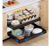 iHomara Paquete de 2 organizadores adhesivos extraíbles para armarios de cocina, cajones deslizables y estantes para la despensa, ancho ajustable de 32 a 53 cm