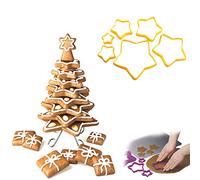 IHomiki - Juego de moldes para galletas con forma de árbol de Navidad en 3D, cortadores de galletas con forma de estrella, herramientas para crear tu propio árbol