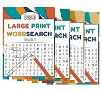 ihoot Pack of 4 Assorted A4 Large Print Word Search Books for Adults | Travel Games Puzzle Books for Adults | Word Games and Word Puzzles, Gifts for Partially Sighted People