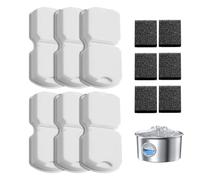IHOUONE Filtro Fuente para Gatos: 12 Filtros Fuente Gatos - 6 Carbónfiltros + 6 Bebedero Agua Perros Esponjas - Filtración Múltiple - Adecuado para Dispensador Agua Mascota Acero Inoxidable
