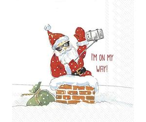 IHR Christmas Novelty - Servilletas de papel de 3 capas, diseño de Papá Noel y reno, paquete de 20 unidades