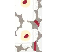 IHR Ideal Home Range Servilletas de cena Marimekko desechables de 3 capas, 8.5 x 4.5 pulgadas, Unikko (gris y crema), 16 unidades