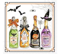 IHR Ideal Home Range Servilletas de cóctel desechables de 3 capas de papel, paquete de servilletas de fiesta, 5 x 5 pulgadas, botellas de Halloween, 20 unidades