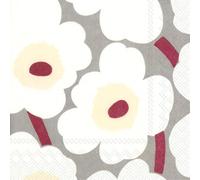 IHR Ideal Home Range Servilletas de cóctel Marimekko desechables de 3 capas de papel para fiesta, 5 x 5 pulgadas, Unikko (gris y crema), 20 unidades