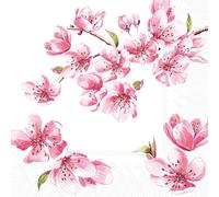 IHR Ideal Home Range Servilletas de fiesta desechables de 3 capas de papel para almuerzo, 6.5 x 6.5 pulgadas, Sakura (rosa), 20 unidades