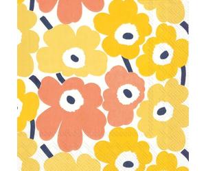 IHR Ideal Home Range Servilletas de fiesta Marimekko desechables de papel de 3 capas, 6.5 x 6.5 pulgadas, mini Unikot (amarillo), 20 unidades