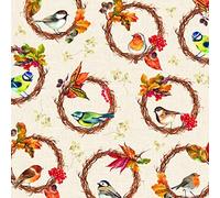 IHR Ideal Home Range - Servilletas de papel con diseño de pájaros en la corona, color crema, 20 unidades. Servilletas de almuerzo de 3 capas de 33 cm x 33 cm / 13 pulgadas x 13 pulgadas