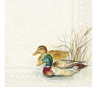 IHR Ideal Home Range - Servilletas de papel Hunted Ducks crema, 20 unidades, 3 capas, servilletas de cóctel de 5 x 5 pulgadas