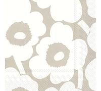 IHR Ideal Home Range - Servilletas de papel Marimekko UNIKKO Linen Cream 20 servilletas de cóctel de 25 cm x 25 cm