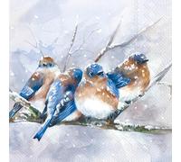 IHR Ideal Home Range Servilletas desechables de papel de 3 capas para fiesta, paquete de servilletas para almuerzo, 16,5 x 16,5 cm, diseño de pájaros (azul), 20 unidades