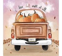 IHR Servilletas de papel para bebidas de cóctel de 3 capas, 20 unidades, 5 x 5 pulgadas, I Love Fall Truck