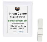 Ihram para Hombre de BAMBÚ - Juego de Toallas de 2 Piezas para Hajj y Umrah - Algodón Natural Turco - Suave, Ahram Ehram con Cinturón