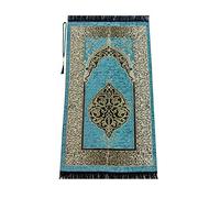 ihvan Online Alfombra de oración musulmana con cuentas de oración | Janamaz | Sajadah | Alfombra suave de oraciones islámicas | Regalos islámicos | Alfombra de oración, tela de chenilla, verde menta
