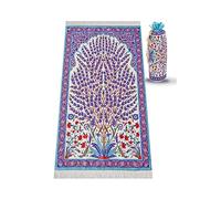 ihvan online Alfombra de oración musulmana sedosa con diseño elegante | Tapete de oración portátil islámico | Regalos de Ramadán Eid | Alfombra de oración con bolsa de viaje (rojo)