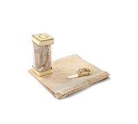 ihvan online - Alfombra de oración Musulmana Suave de Tela de tafetán y Perlas de oración con Estuche de Regalo Elegante - Janamaz - Sajadah - Crema