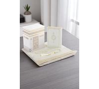 ihvan online Alfombra de oración musulmana y Corán con cuentas de oración, caja de decoración de Kaaba, regalo islámico para mujeres y hombres, elegante juego de Islam para Ramadán, Eid, Umrah