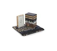 ihvan Online Alfombra de oración Musulmana y Corán con Cuentas de oración, Caja de decoración de Kaaba, Regalo islámico para Mujeres y Hombres, Elegante Juego de Islam para Ramadán, Eid, Umrah