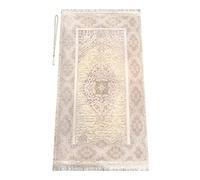 Ihvan Online Alfombra Musulmana de Oración con Cuentas, Janamaz, Sajadah, Alfombra Islámica Suave, Regalo para Eid Ramadán - Tela de Felpilla Rosa