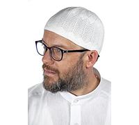 ihvan online Sombreros turcos musulmanes Kufi para hombre, Taqiya, Takke, Peci, gorras islámicas, regalos islámicos de Ramadán Eid, tamaño estándar, Blanco, talla única