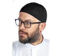 ihvan online Sombreros turcos musulmanes Kufi para hombre, Taqiya, Takke, Peci, gorras islámicas, regalos islámicos de Ramadán Eid, tamaño estándar, Negro -, talla única