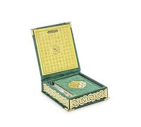 ihvan online, The Holy Qur'an Set, caja de regalo de oración islámica con Corán cubierto de terciopelo de tamaño de bolsillo, Tesbih, tapa interior nombres de Alá (Asmaul Husna), 3 piezas para regalos