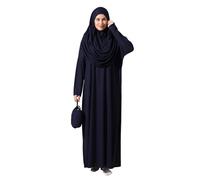 ihvan online Vestidos musulmanes para mujer, vestido de oración islámica de una pieza de manga larga, azul marino, XXX-Large-4X-Large
